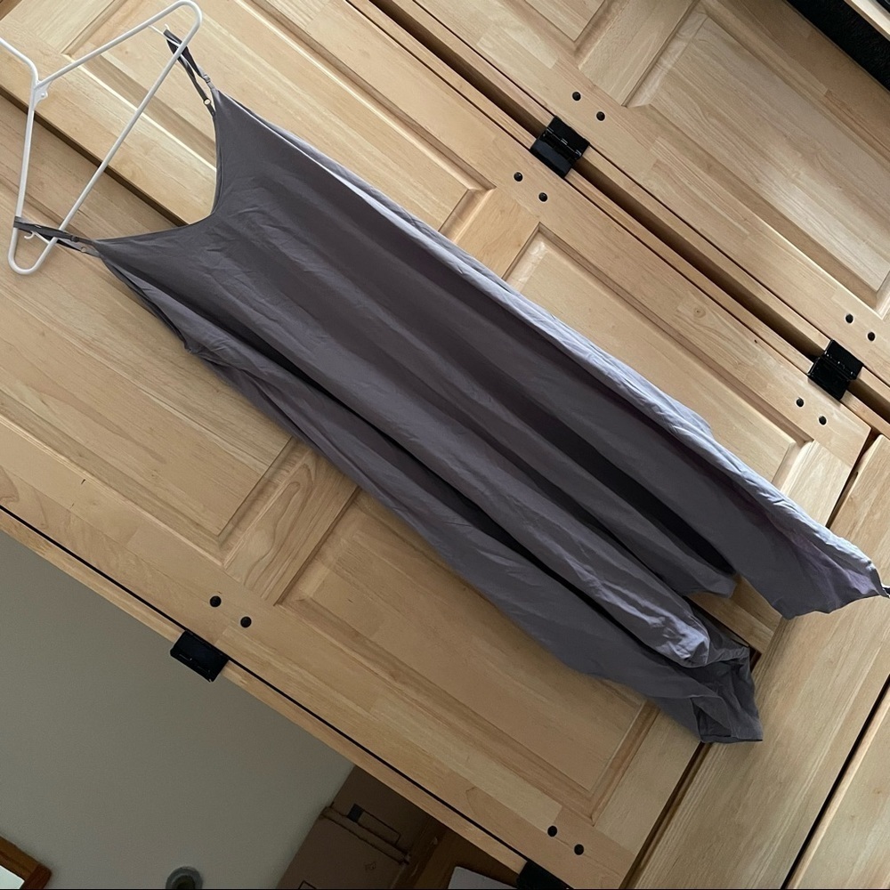 M- Auxo Collection Gray‎ Formal Romper Hi Low Casual Women’s V-Neck Wide Leg